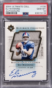 2004 Upper Deck Ultimate Collection "Rookie Signatures" #130 Eli Manning Signed Rookie Card (#011/150) - PSA GEM MT 10